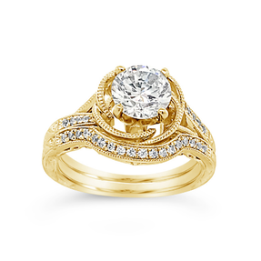 alisa unger designs | halo style engagement ring and matching wedding band (njer83 & njwb83)